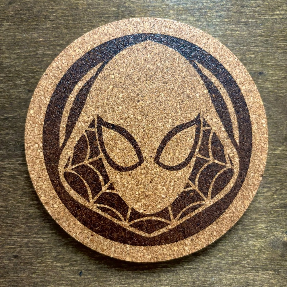 Spider-Gwen Icon Laser Engraved Cork Coaster